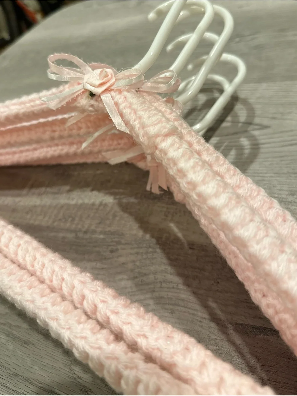 Set of 6 Pink Handmade Crochet Covered Clothes Hangers